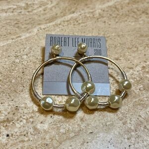 Robert Lee Morris Pearl Hoop Earrings NWT